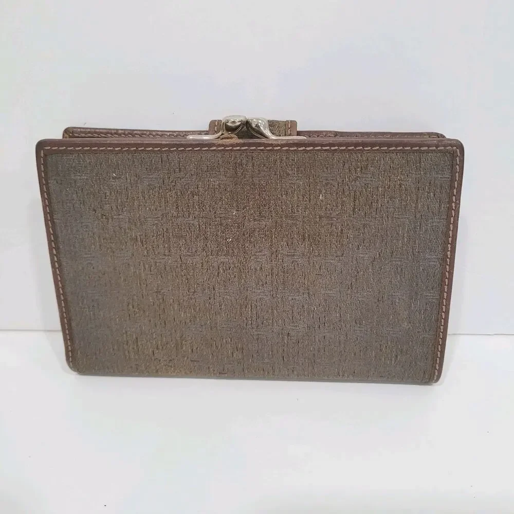 GUCCI‎ Vintage GG Wallet Medium Bifold Brown Coin Bill Purse Kisslock Leather